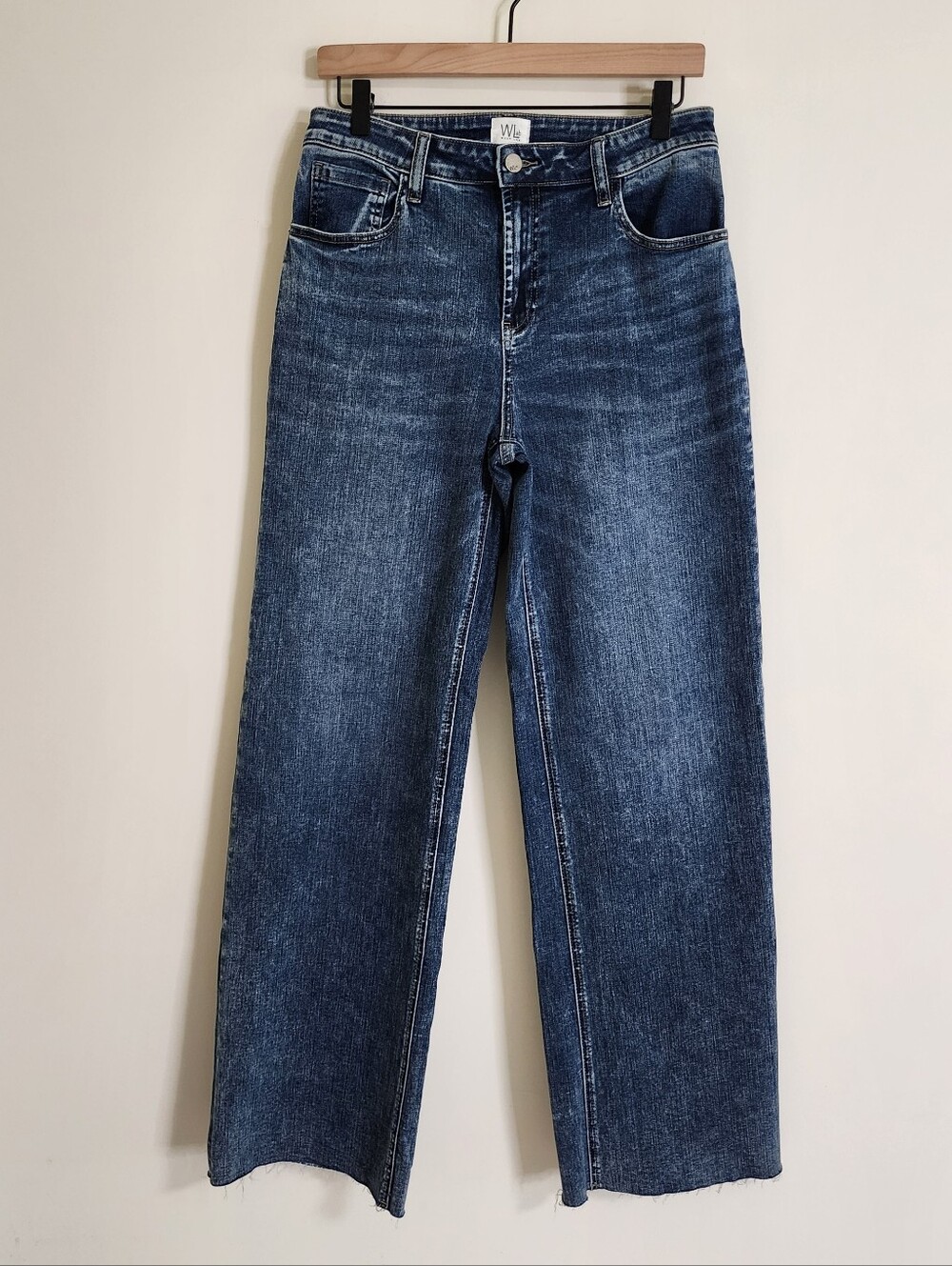 Wash Lab Dark Wash Straight Wide Leg Stretch Denim Jeans Sz28 Scandi Girl Casual